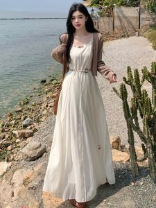 RELNLEX | Đầm Thun Dệt Kiểu Boho Elegance Phong Cách Nghỉ Dưỡng Cỡ Lớn Gồm 2 Mảnh
