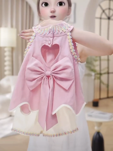 BALALE Setelan Anak Perempuan Atasan Pita Tanpa Lengan + Celana Pendek 2-8 Tahun Model Terbaru