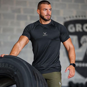 Ice Silk Quick Dry Summer Mens T-Shirt Short Sleeve round Neck Running Breathable Lightweight Fitness Casual Basketball Sportswear