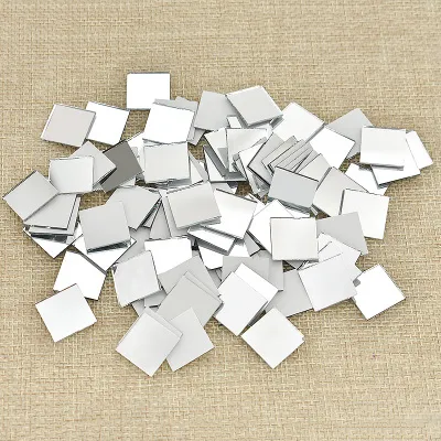 100PCS Glass Mirror Mosaic Small Square Tiles Bulk DIY Craft Supplies Decoration Artwork Handmade Materials