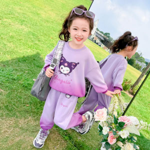 Girl Gradient Cartoon Suit Spring and Autumn Baby Girl Clow M Sweatshirt Autumn Clothes for Children and Kids Fashion Two-Piece Suit