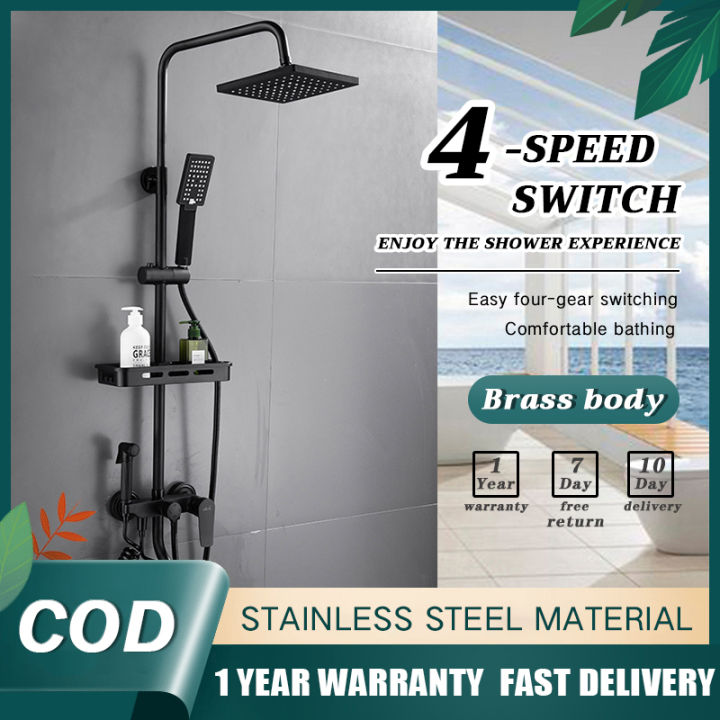 GUGA Shower Set 4 in 1 Stainless Steel Rain Shower Bathroom Premium Shower Rain Hot and Cold Shower Set