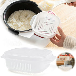 Rice Packaging Preservation Box Can Be Microwave Heated and Frozen Portable Double-Layer Food Drainage Box Storage Container