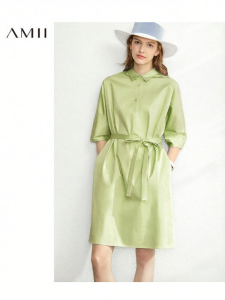AMII | Elegant Loose Midi Shirt Dress