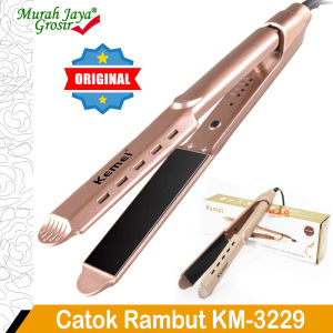 Catok Pelurus Rambut Kemei KM-3229 Gold Catokan Rambut Dengan Pengatur Suhu Original