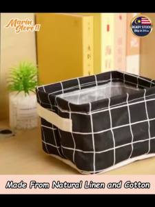 Rectangular Fabric Cotton Storage Basket Foldable Waterproof Bath Sundry Container Box Organizer Kotak Bakul Segi 4