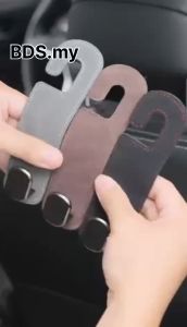 Universal Car Back Seat Suede Metal Premium Hidden Hook Fiber Leather Hanger Storage Organizer Bag Cangkuk Kereta
