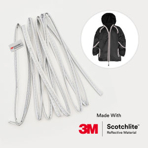 3M Reflective Piping Sewing Tape 3-Meters | 10mm Wide Edging for Clothing Bags Textiles | Silver & Black