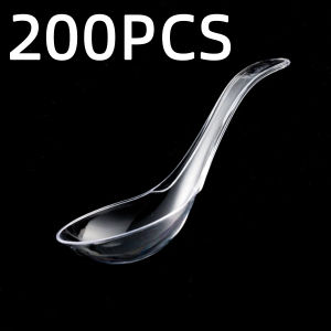 50/100/200PCS Transparent Plastic Disposable Service Spoon With Ergonomic Handle Suitable For Parties Catering Buffets Restauran