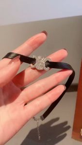 DREJEW Dây Chuyền Da Mặt Chữ Đính Kim Cương Phong Cách Hàn Quốc