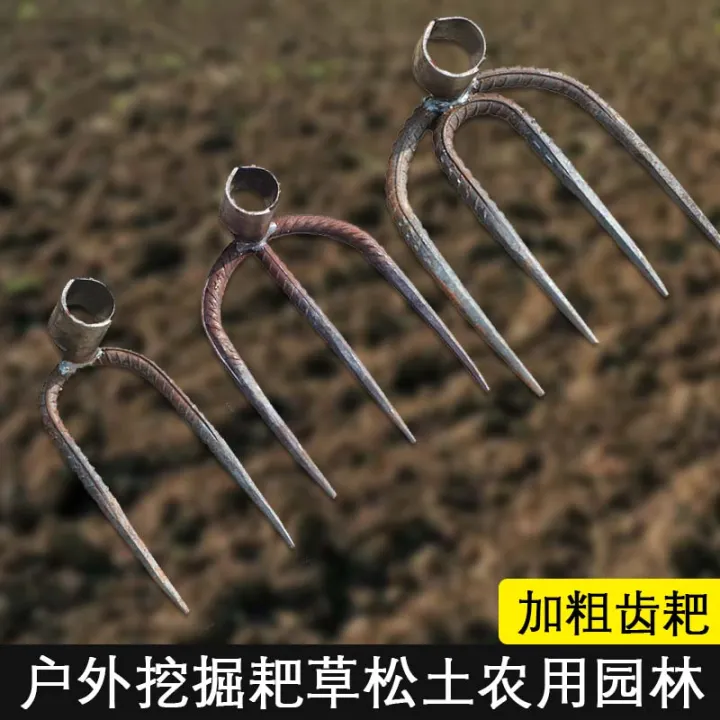 Two-Tooth Three-Tooth Iron Rake Farm Tool Loosen Soil Sweet Potato ...