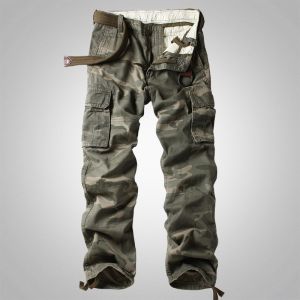 YUANZOU | Camouflage Multi-pocket Workwear Pants Straight Cut Loose Fit