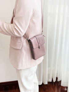 Womens Soft Leather Single Shoulder Bag Crossbody Phone Pouch Vertical Mini Walking Bag Belt Decoration Korean Style