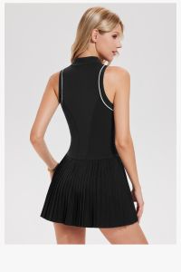 Semi Zipper Small Collar Sleeveless Tennis Running Dress
