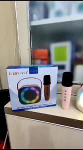 SPEAKER MIC CIPUNG 5 EFEK SUARA Speaker Mini Karaoke Bluetooth Mini FLECO F-201 KTV Ori Full Bass Portable Gratis Mic Wireless Dapat Terhubung ke HP / TV - Portable Speaker Fleco bonus mic wirles ~TFA
