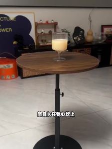 LIKHA Height Adjustable Round Coffee Table 40×30cm Small Side Table 45-75cm Height Home Furniture