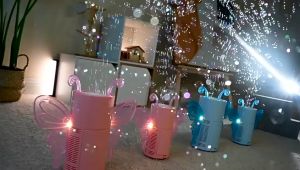 PINGUAN Automatic Firework Bubble Blower Electric Bubble Maker with Firework Sound Lights