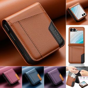 szhaiyu | Flip Leather Phone Case for Samsung Galaxy Z Flip 8 7 FE 6 5 4 3 5G Flip8 Flip7 Flip6 Flip5 Wallet Card Slots Protective Cover