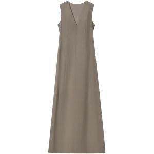 SOLWEIGE | V-Neck Sleeveless Linen Blend Maxi Dress
