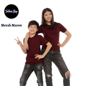 Kaos Polos Anak Oneck Lengan Pendek Bahan Katun Combed 30s Warna Merah Maron