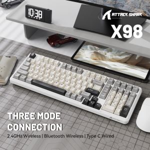 Attack Shark X98 Mechanical Keyboard 3-Mode Wireless (BT/2.4G/USB-C) Hot Swap 80% Layout | RGB Backlight | 4000mAh Gasket Mount