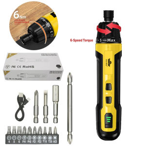 6-Speed Torque Cordless Electric Screwdriver Rechargeable 2000mAh Mini Drill 3.6V Power Tools Set Household Maintenance Repair