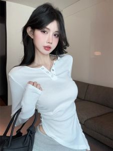 เสื้อยืดเข้ารูปสไตล์เกาหลี ทรงเข้ารูป เอวสูง กระโปรงทรงเอ ทรงเข้ารูป สำหรับผู้หญิงวัย 18-24 ปี