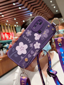 Vivo Y50T Silicone Protective Case Womens Full Cover Oil Painting Flower Wrist Strap Lanyard Small Sheepskin Soft Shell Anti-Fall