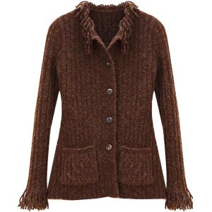 SOLWEIGE | SOLWEIGE Womens Slim Fit V-Neck Cardigan Sweater Autumn Winter Long Sleeve Button Up Knitwear Tassel Design Fashion Top