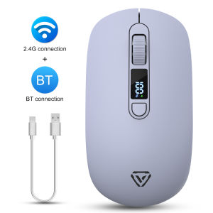 APAYADO | T03 Dual Mode Wireless Mouse Bluetooth 2.4G Silent Click Rechargeable 500mAh Smart Display Adjustable DPI for Office & Gaming
