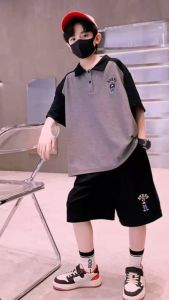 (18-52kg) Bộ đồ đồ bộ bé trai ngắn tay mẫu polo Gấu từ 5-16 tuổi. Quần áo trẻ em mùa hè cộc tay cho bé thời trang phong cách năng động. Bảng size ở ảnh cuối