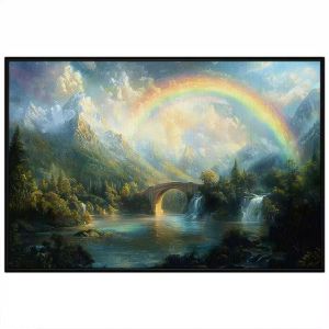 Tranh cầu vòng phong cảnh sơn thủy hữu tình phong thủy hút tài lộc.Tranh treo tườngdán tường phòng khách.CGI-1220