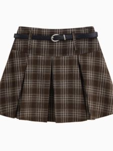 Retro Spicy Girl Plaid Mini Skirt Autumn Winter New Large Size Slim A-Line Short Skirt Small JK Pleated Skirts Women
