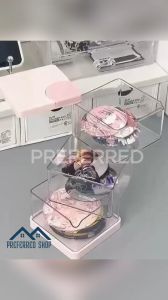 PREFERRED SHOP 1pcv Rotating Storage Box Transparent Multi-Layer Beauty Egg Storage Rack Desktop Dust-proof Storage Box