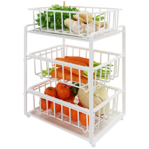 Vegetable and Fruit Storage Rack Three-tier Sliding