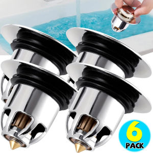 Dimoey ที่กรองอ่างล่างหน้า6ชิ้นตัวเด้งคอร์อ่างล้างหน้าระงับกลิ่นที่อุดที่ดักเส้นผมอุปกรณ์ห้องอาบน้ำห้องครัว
