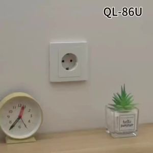 Ổ Cắm Điện EU Tích Hợp 2 Ổ Cắm AC 1 Cổng USB Type-C Bộ Sạc Gắn Tường Với Chức Năng Chống Quá Tải Cho Thiết Bị Điện Gia Dụng