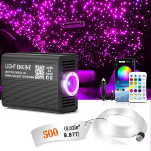 Starlight Headliner Kit 500pcs – 16W RGBW Fiber Engine Twinkle App Control Music Sync Easy Install for Car & Home