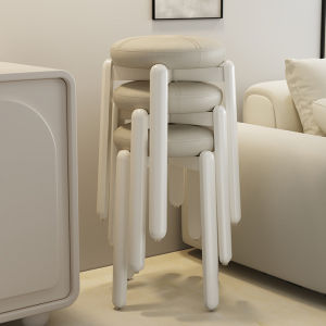 Cream Style Makeup Stool Real Wood Thickened