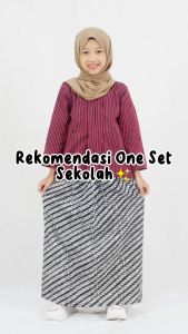 AMIRA Setelan Kebaya Lurik Anak Remaja Perempuan Usia 1-13 Tahun SD SMP SMA Model Kartinian Lurik Coklat