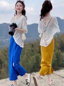 Design Sense Back Cutout Sheer Sleeveless T-shirt Summer New Style Loose Casual Sun Protection