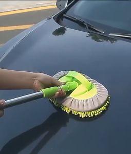 Microfiber Car Wash Brush Super Soft Dusting Brush Cleaning Brush with Telescopic Long Handle Detachable Spin Car Wash Mop