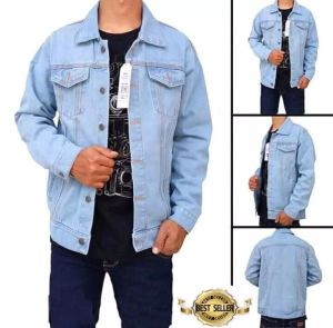Jaket Jeans Pria Biru Muda Jaket Denim Tebal M-XXXXL Jeans Bioblitz