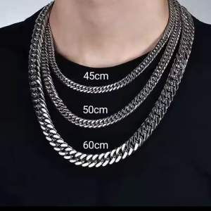 TERMURAH - Kalung Rantai Titanium Warna Putih Stainless Steal Anti Karat - Kalung Rantai Medan Anak Laki - Laki Pria Keren Voucher GRATIS ONGKIR