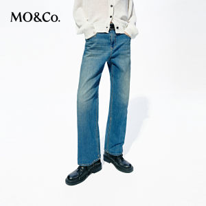 MO&Co. | Cotton Blend Slightly Stretchy Metallic Detail Straight Cut Cropped Jeans