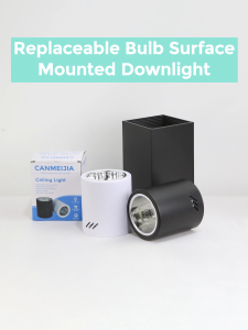 Replaceable Downlight Tricolor Led Pin Light E27 Bulb Surface Mounted Ceiling Lamp E27 Socket Round Spotlight for Indoor Bedroom Corridor Lighting
