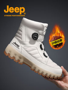 Jeep Mens Winter Snow Boots Warm Thickened Fleece Lined Genuine Leather Anti-Cold Shoes for below -40 Degree Cotton Booties