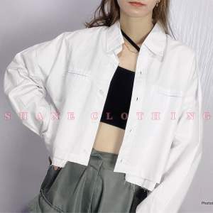 SHANE CLOTHING KEMEJA WANITA CROP LENGAN PANJANG BAHAN KATUN IMPORT 360