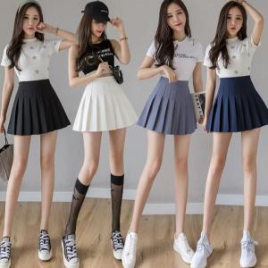 High Waist Pleated Skirt Womens Mini Skirt with Lining Anti-Light Spring Summer Student Style Short Skirt College Wind