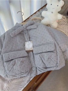 Korean Style Dots Quilted Thickened Coat for Autumn and Winter